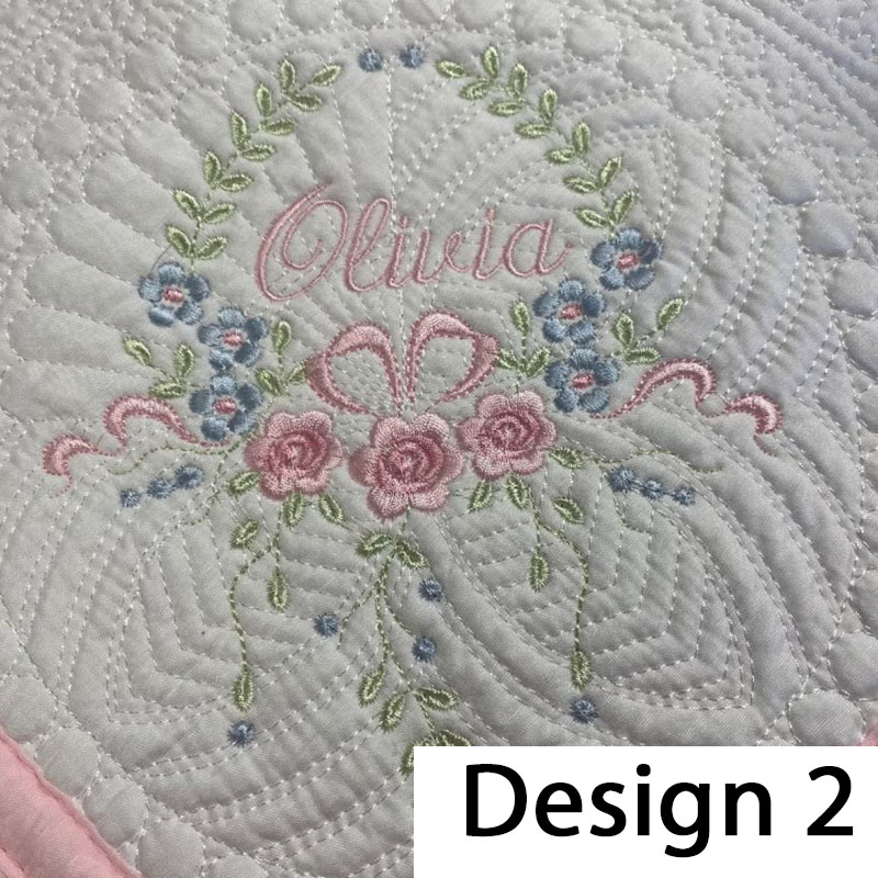 Custom Floral and Bow Name Baby Blanket