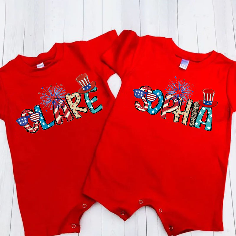 Personalized Fourth of July Summer Short Romper