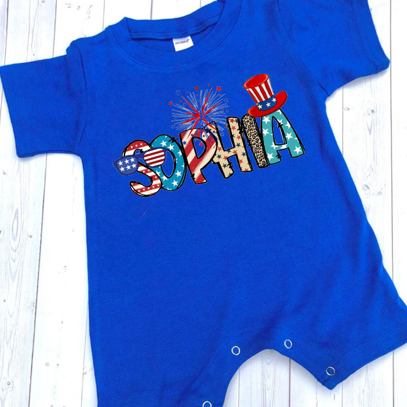 Personalized Fourth of July Summer Short Romper