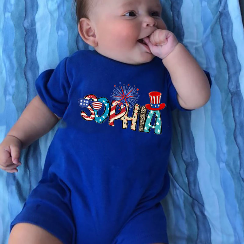 Personalized Fourth of July Summer Short Romper