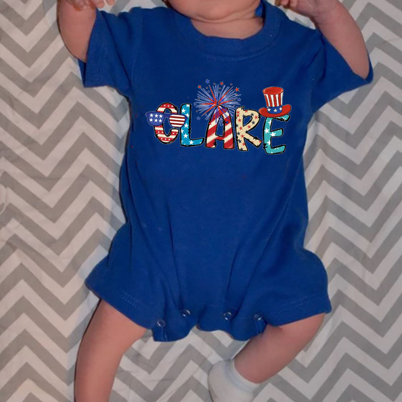 Personalized Fourth of July Summer Short Romper