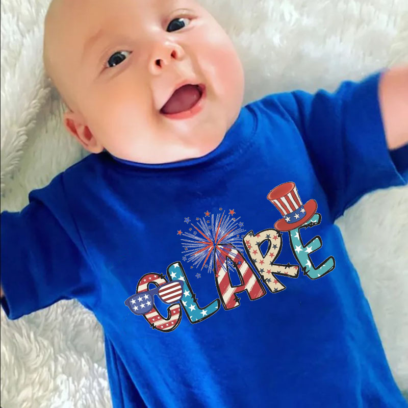 Personalized Fourth of July Summer Short Romper
