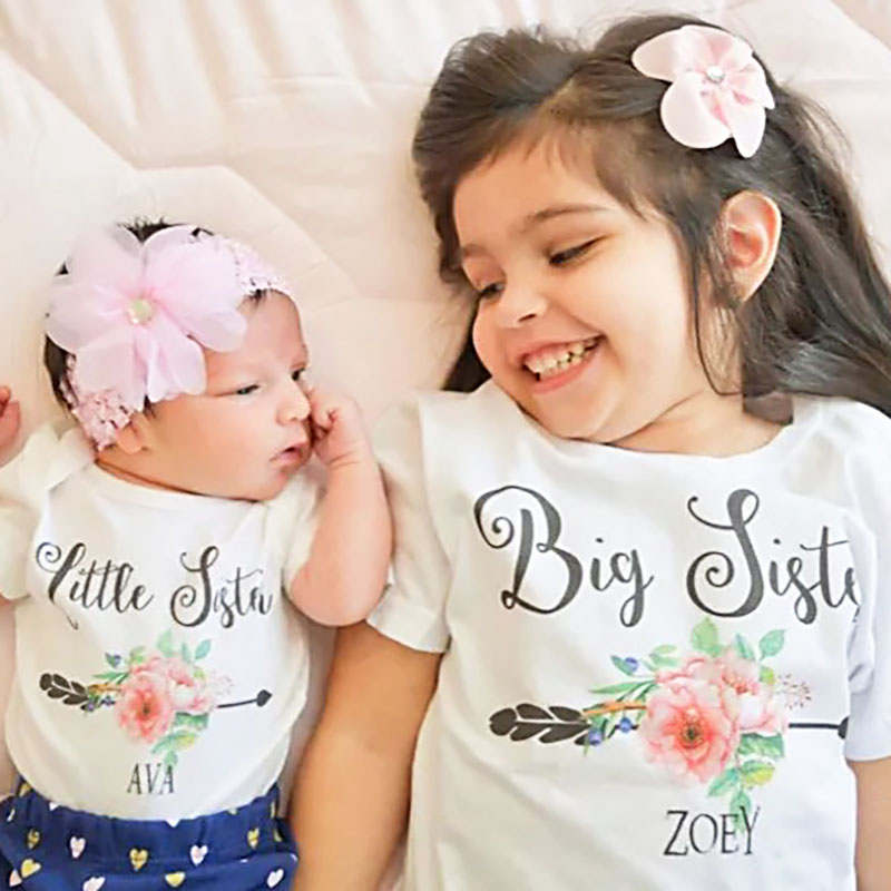 [Baby Bodysuit]Little Sister Floral Named Bodysuit
