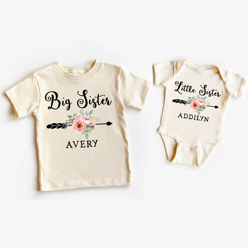 [Baby Bodysuit]Little Sister Floral Named Bodysuit