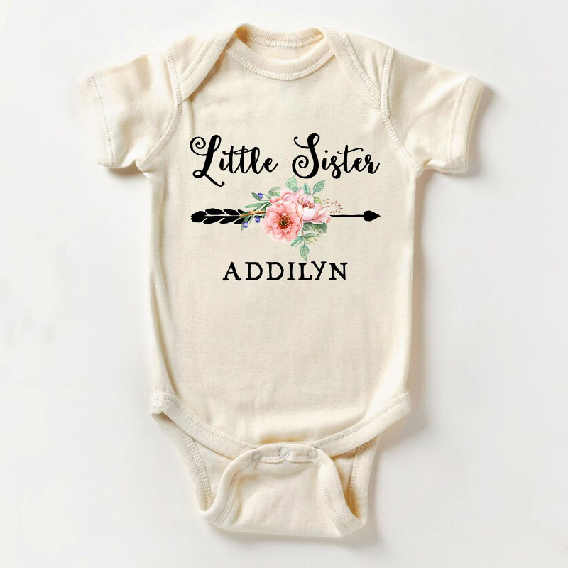 [Baby Bodysuit]Little Sister Floral Named Bodysuit