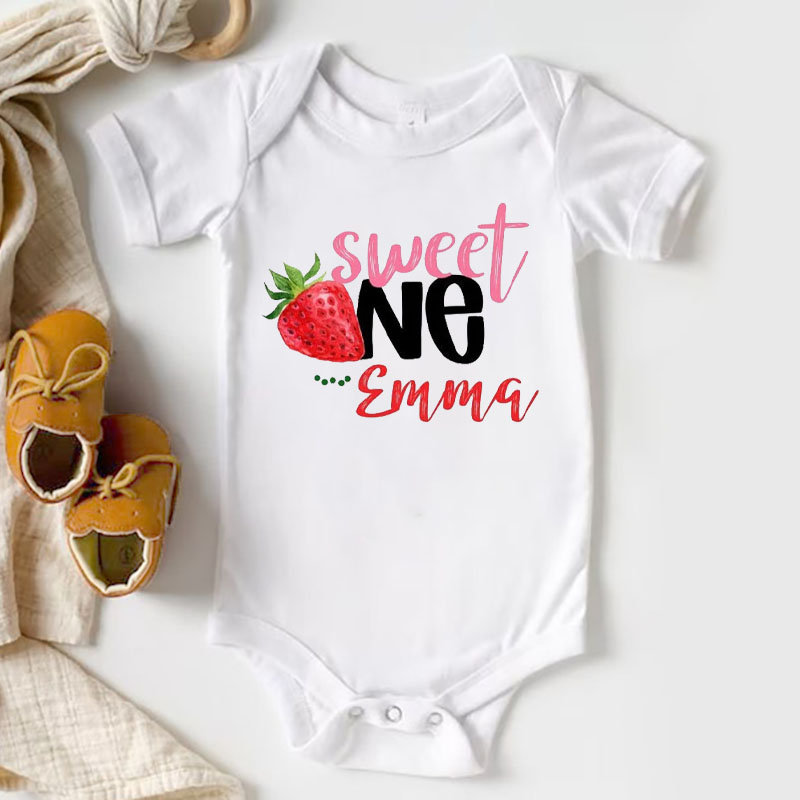 [Baby Bodysuit]Sweet One Strawberry Birthday Onesie