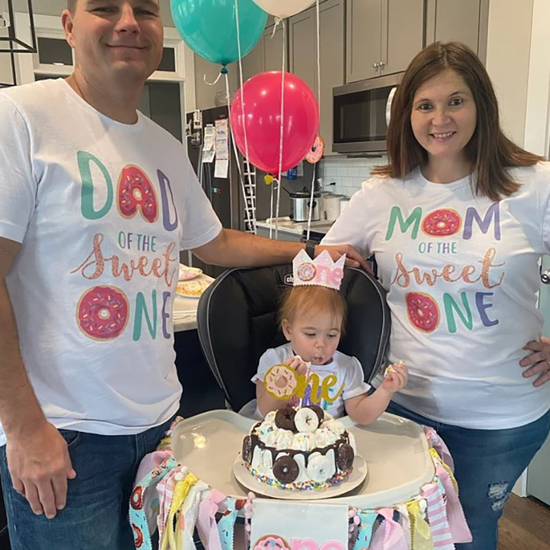 [Baby Bodysuit]]Sweet One Donut Girl Onesie