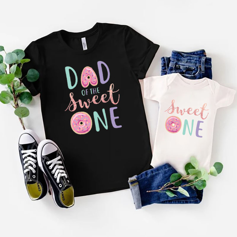 [Adult Tee]Family Matching Sweet One Donut Girl Birthday T-shirt