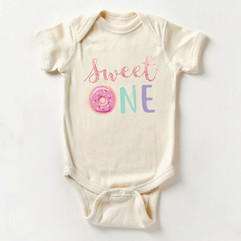 [Baby Bodysuit]]Sweet One Donut Girl Onesie
