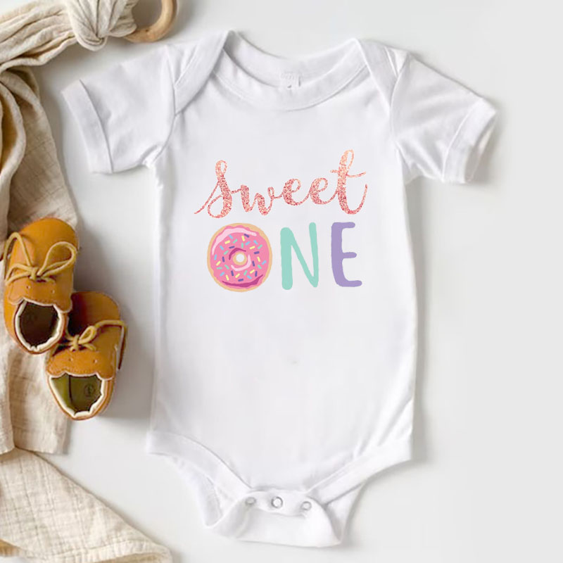 [Baby Bodysuit]]Sweet One Donut Girl Onesie