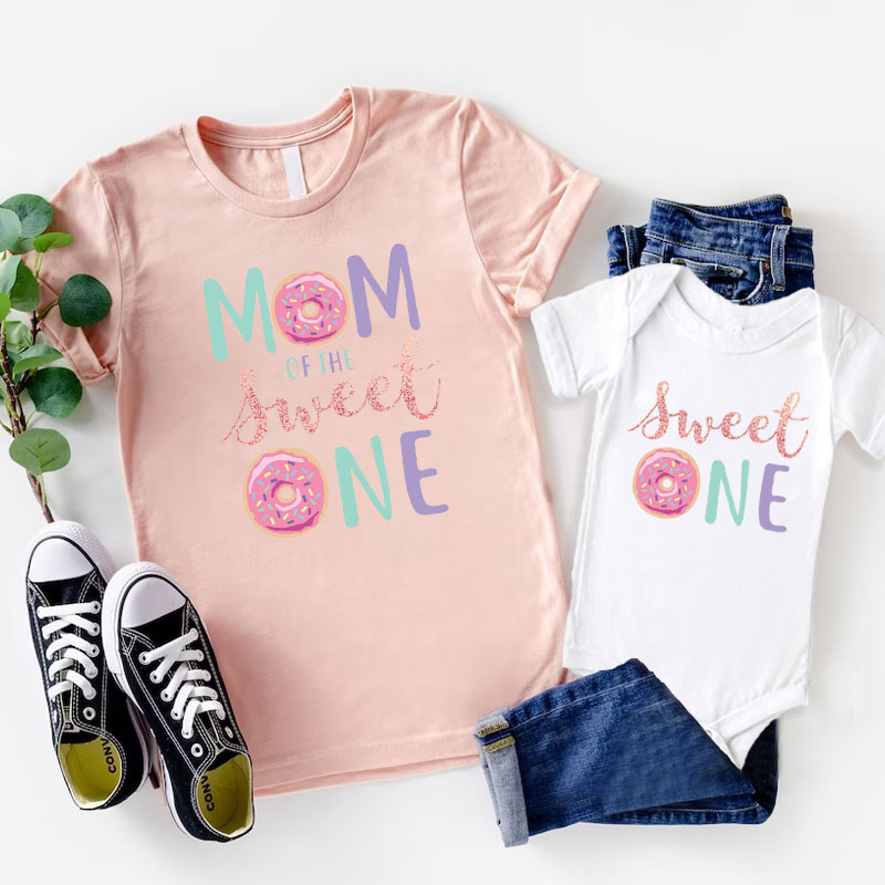 [Adult Tee]Family Matching Sweet One Donut Girl Birthday T-shirt