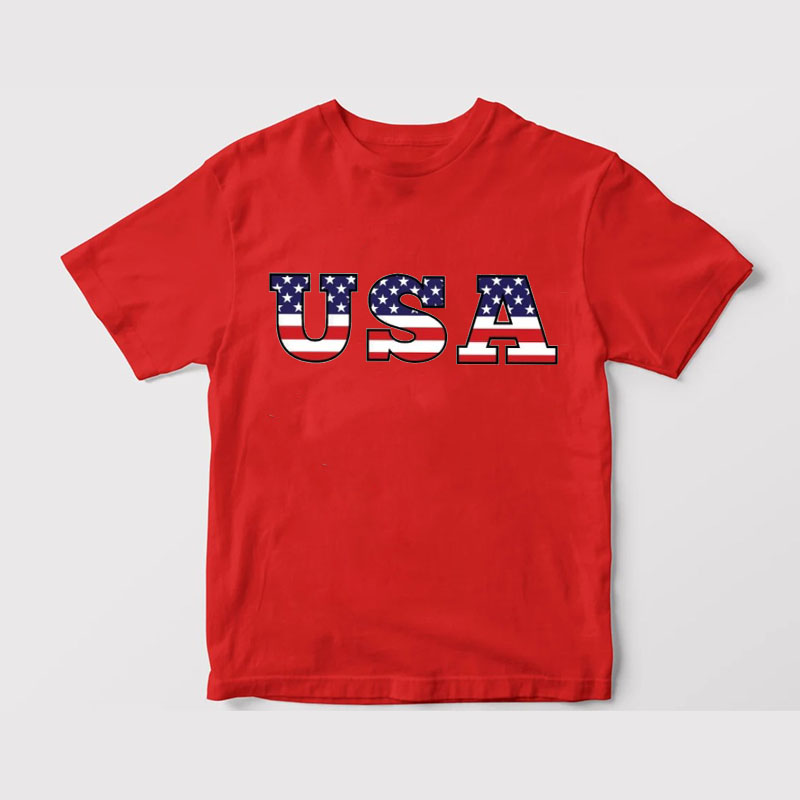 [Youth Shirt / 2-14 Years]Personalized July 4th Flag Name & Number T Shirt