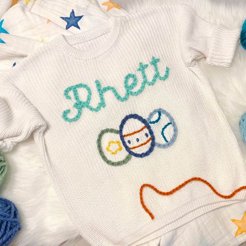 Easter Eggs Personalized Baby Toddler Sweater