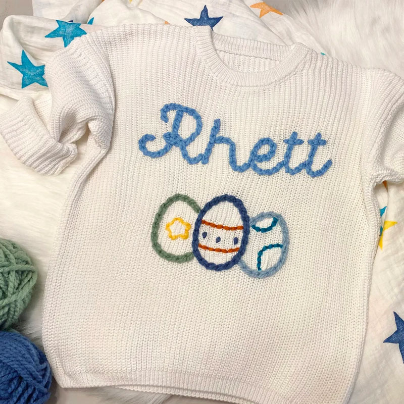 Easter Eggs Personalized Baby Toddler Sweater