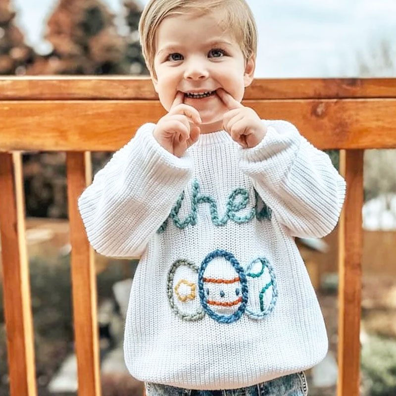 Easter Eggs Personalized Baby Toddler Sweater
