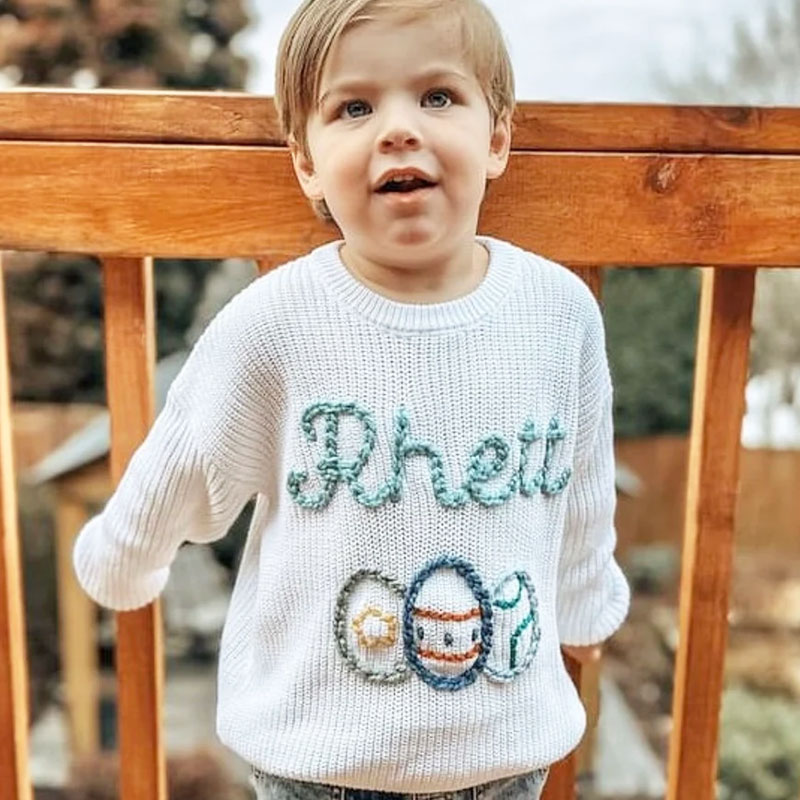 Easter Eggs Personalized Baby Toddler Sweater