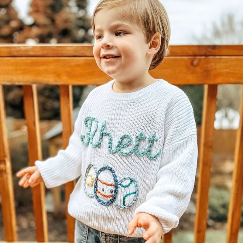 Easter Eggs Personalized Baby Toddler Sweater