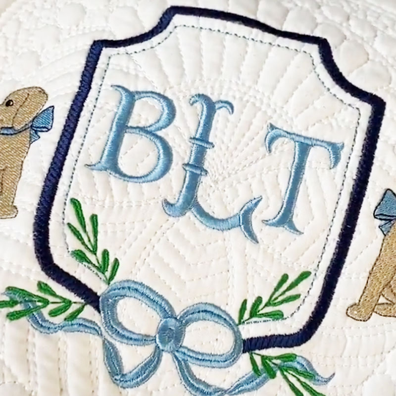 Embroidered Baby Boy Quilt Heirloom Baby Quilt