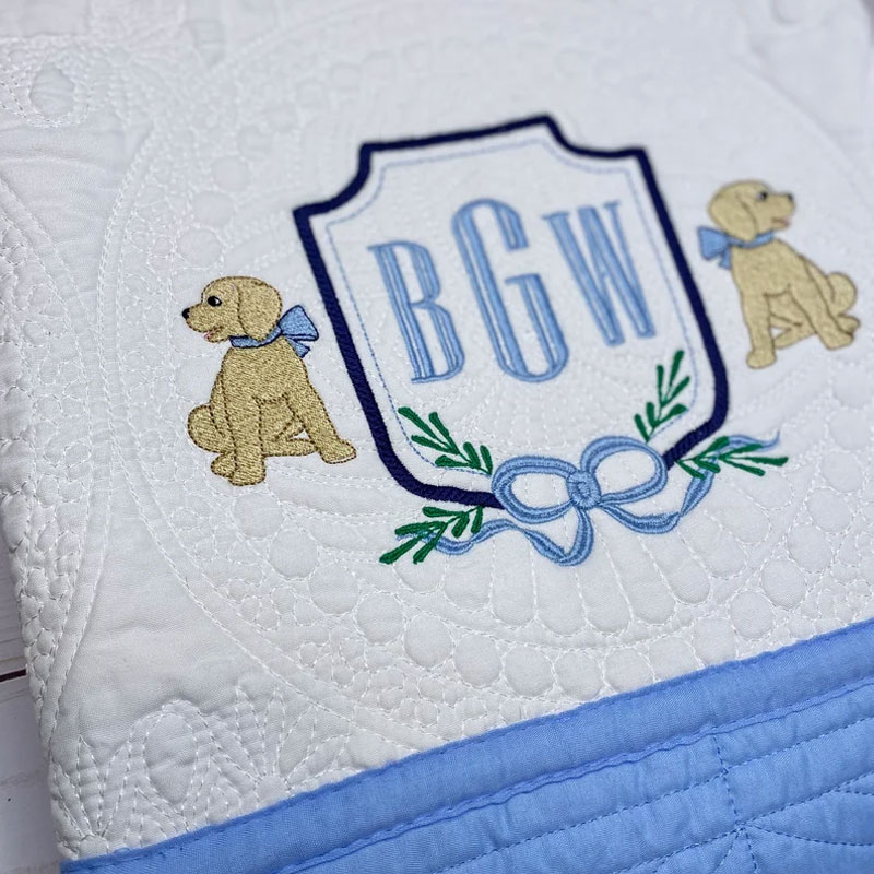 Embroidered Baby Boy Quilt Heirloom Baby Quilt