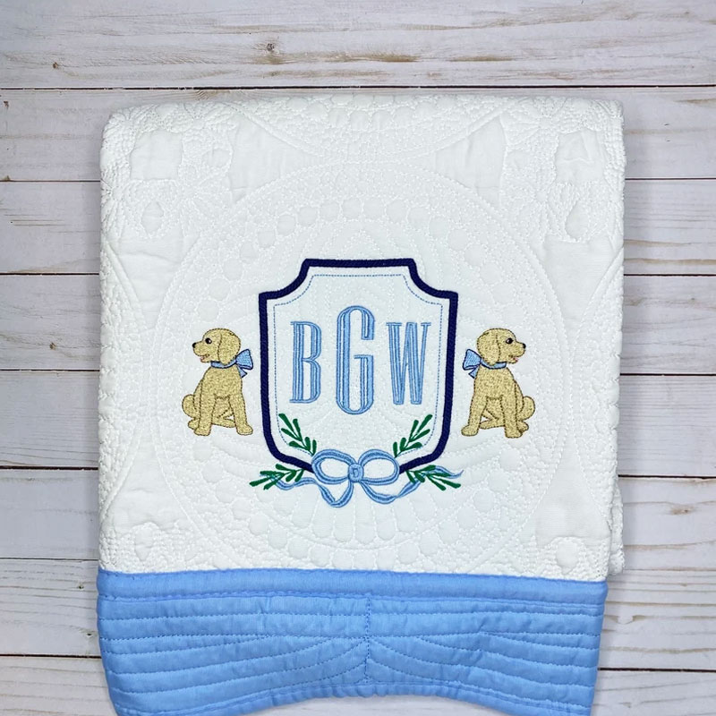 Embroidered Baby Boy Quilt Heirloom Baby Quilt