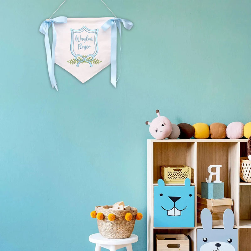 Embroidered Baby Name Flag Welcome Baby Banner