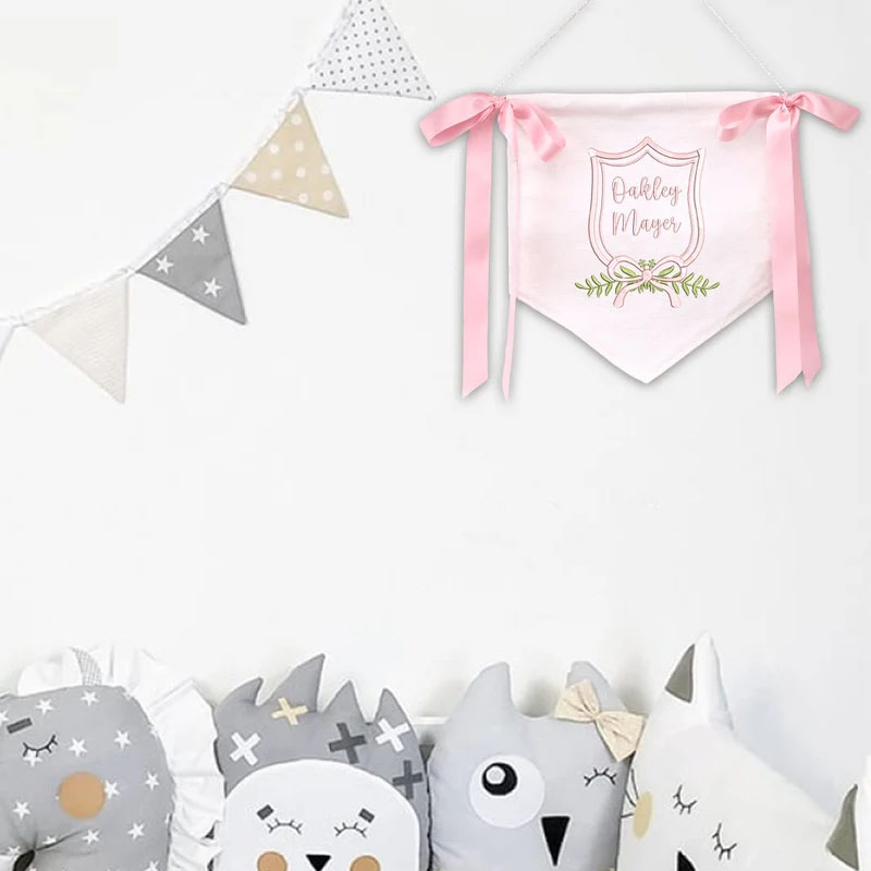 Embroidered Baby Name Flag Welcome Baby Banner