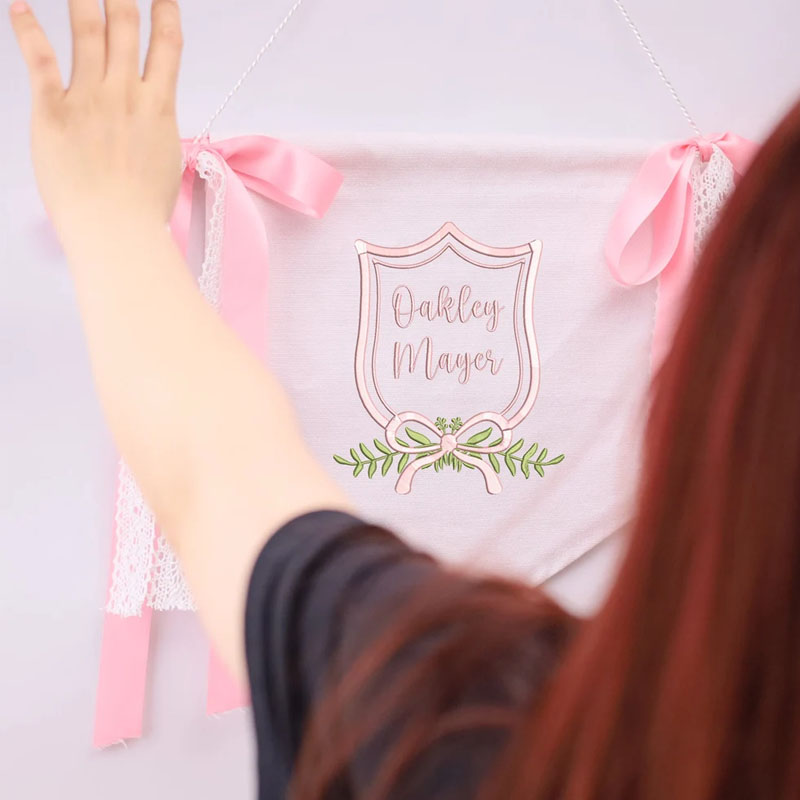 Embroidered Baby Name Flag Welcome Baby Banner