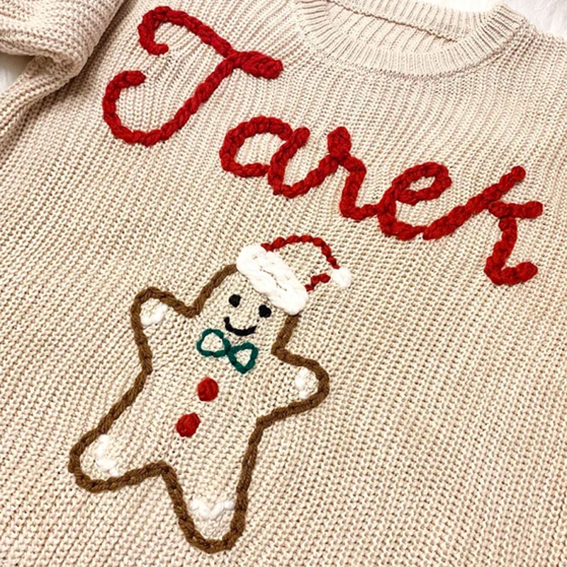 Embroidered Baby Name Oversized Christmas Sweater
