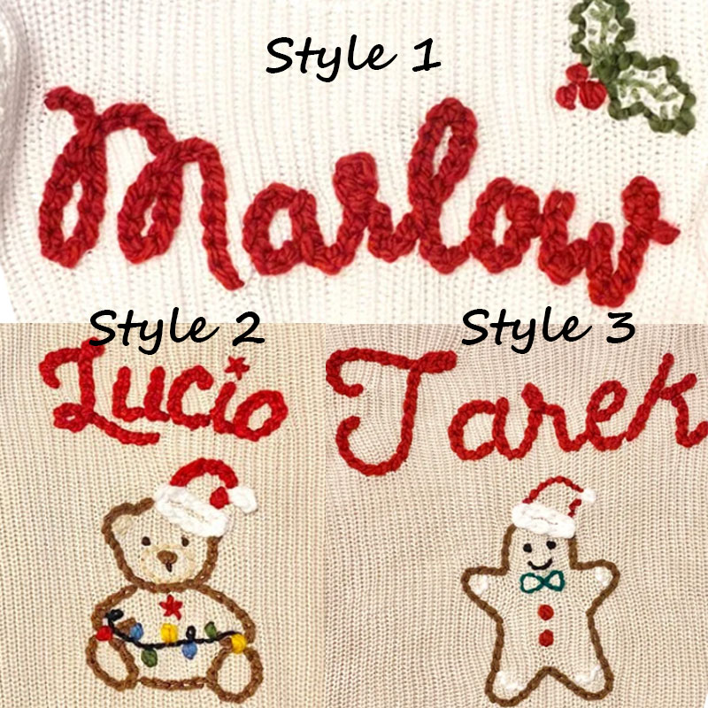 Embroidered Baby Name Oversized Christmas Sweater