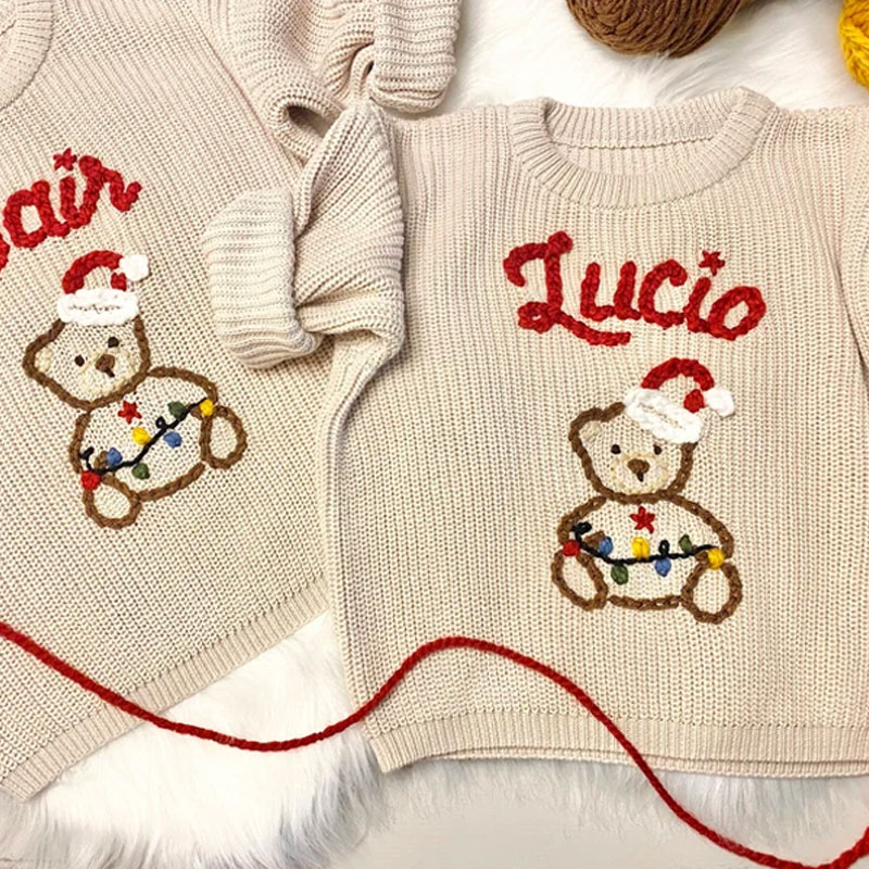 Embroidered Baby Name Oversized Christmas Sweater