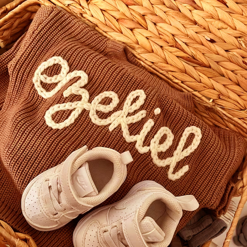 Embroidered Baby Name Sweater Luxury Baby Girl Gifts