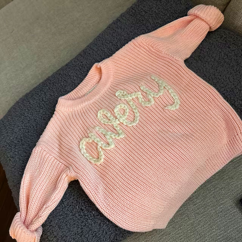 Embroidered Baby Name Sweater Luxury Baby Girl Gifts