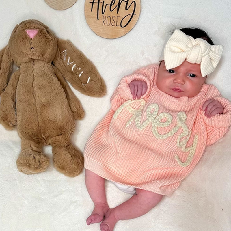 Embroidered Baby Name Sweater Luxury Baby Girl Gifts