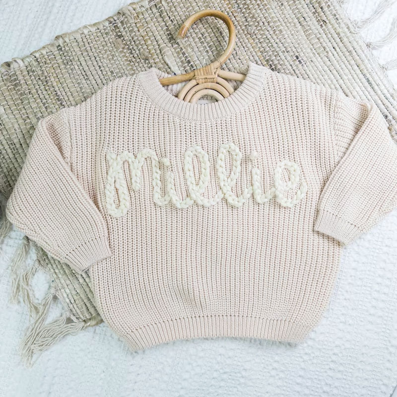 Embroidered Baby Name Sweater Luxury Baby Girl Gifts