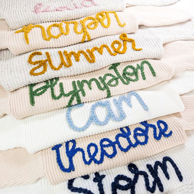 Embroidered Baby Name Sweater Luxury Baby Girl Gifts