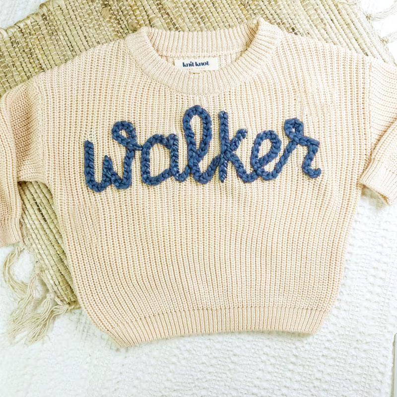 Embroidered Baby Name Sweater Luxury Baby Girl Gifts