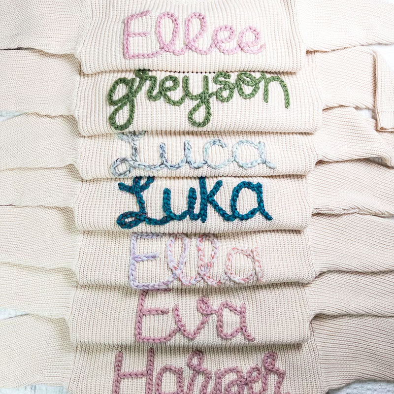 Embroidered Baby Name Sweater Luxury Baby Girl Gifts