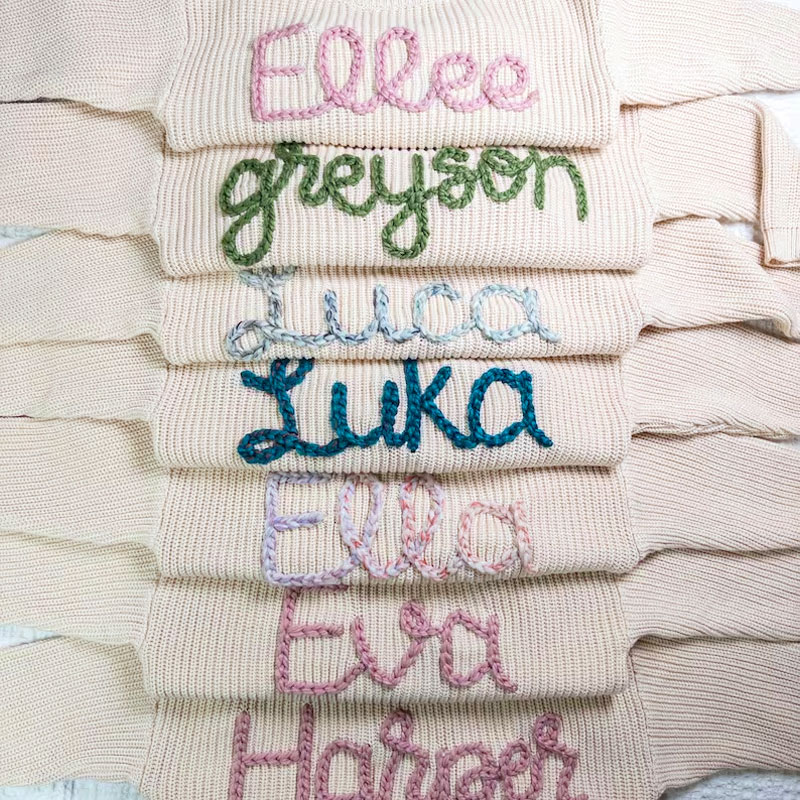 Embroidered Baby Sweater Name Sweater