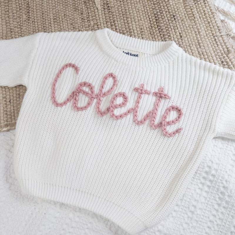 Embroidered Baby Sweater Name Sweater