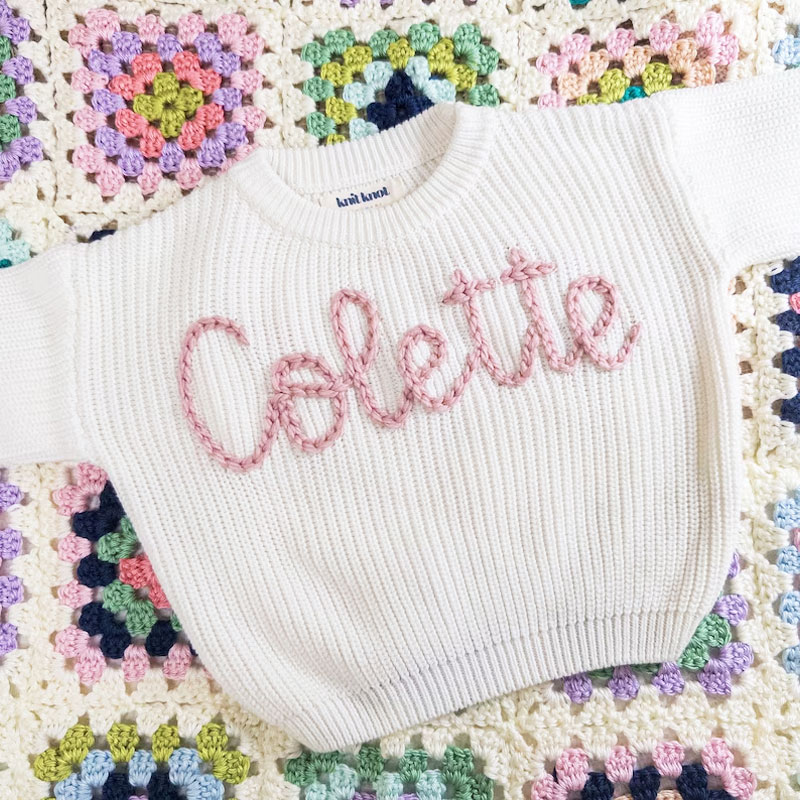 Embroidered Baby Sweater Name Sweater