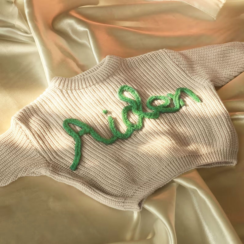 Embroidered Baby Sweater Name Sweater