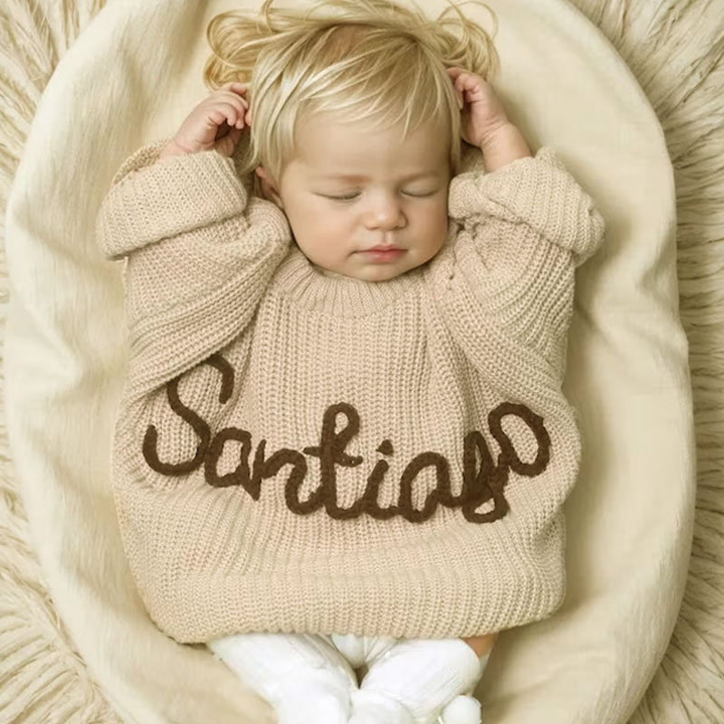 Embroidered Baby Sweater Name Sweater