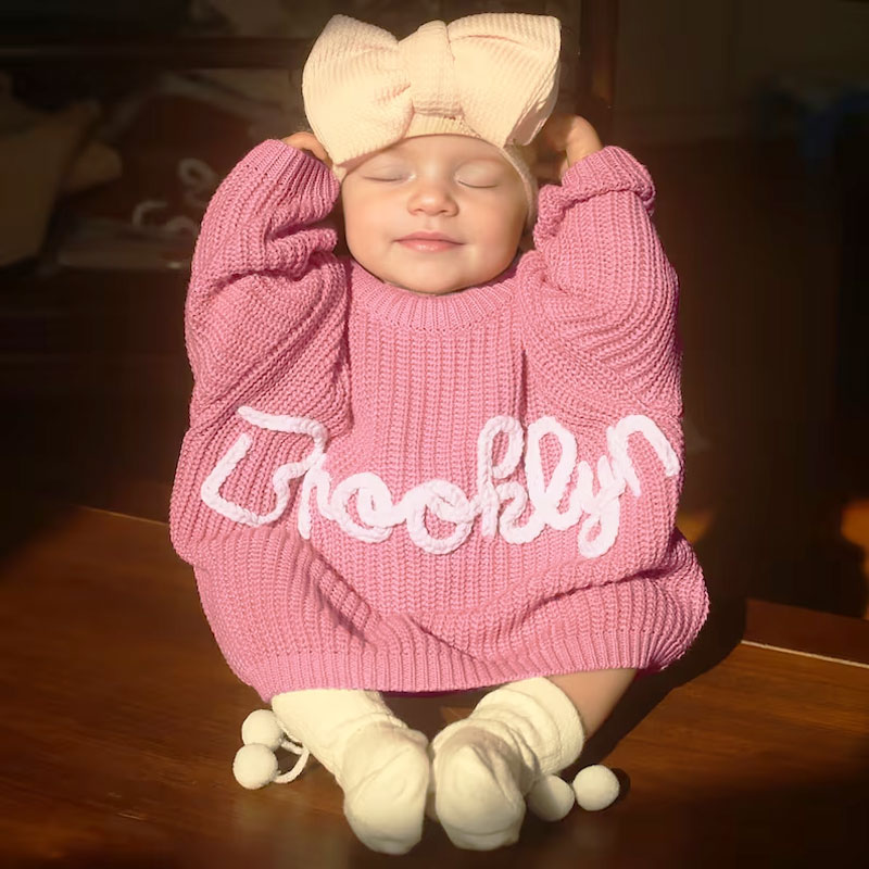 Embroidered Baby Sweater Name Sweater