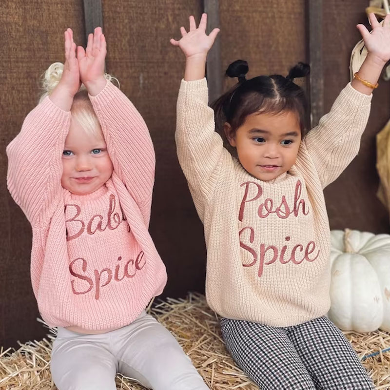 Embroidered Baby and Toddler Sweater Baby Name Announcement