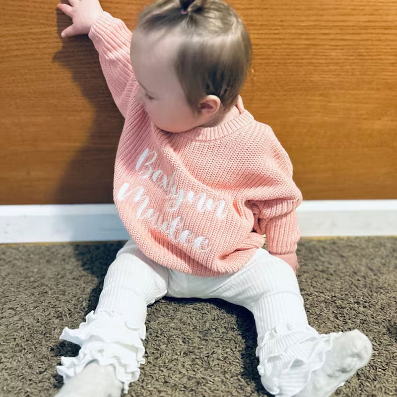 Embroidered Baby and Toddler Sweater Baby Name Announcement