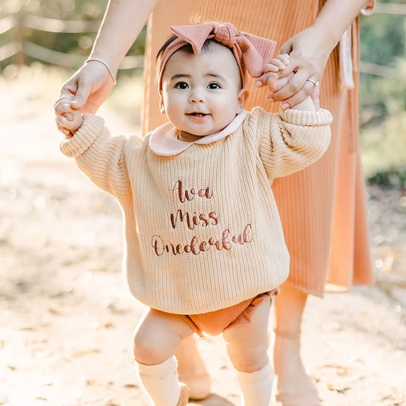 Embroidered Baby and Toddler Sweater Baby Name Announcement