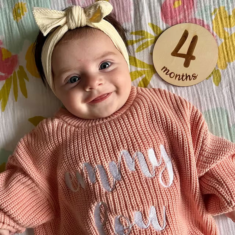 Embroidered Baby and Toddler Sweater Baby Name Announcement