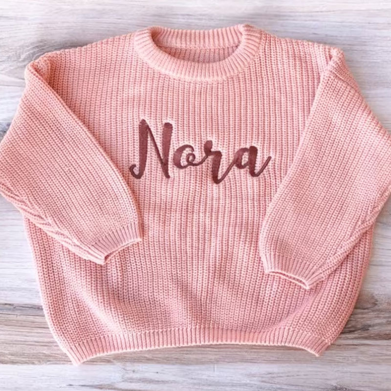 Embroidered Baby and Toddler Sweater Baby Name Announcement
