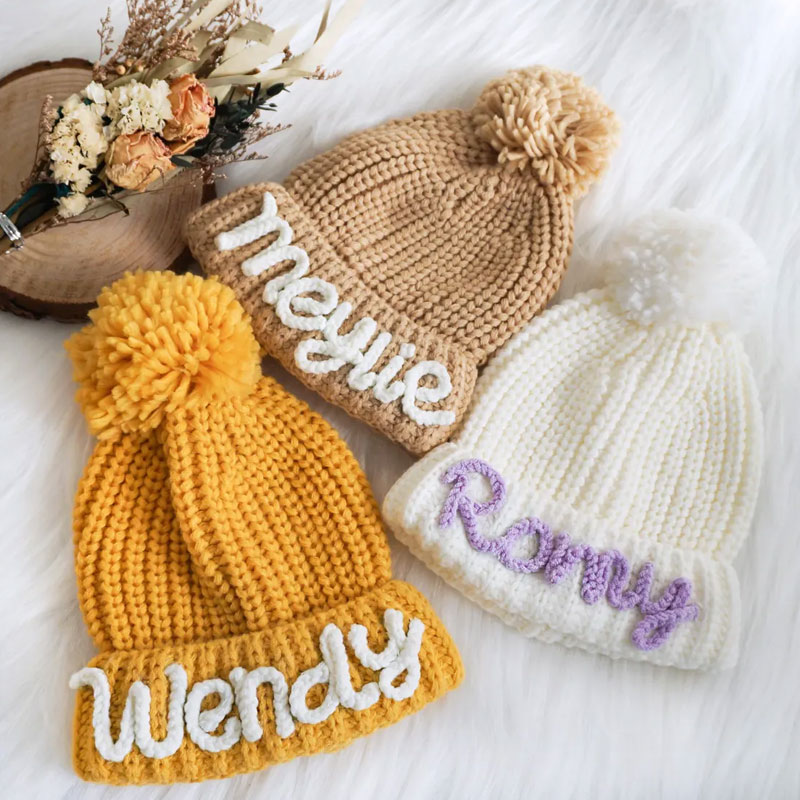Embroidered Kids Beanie with Name Winter Hat