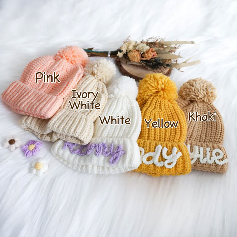Embroidered Kids Beanie with Name Winter Hat